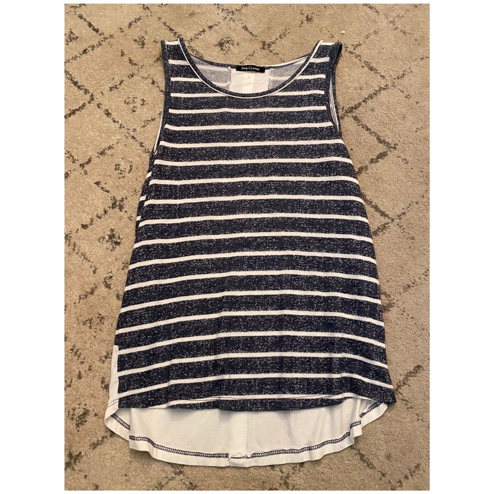 Navy blue and white striped tank